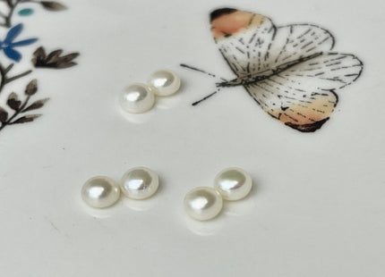 AAAA One Pair 4-7 mm Top Quality High Luster Round Button Half Drilled Freshwater Pearls Genuine Natural White Freshwater Pearls #1620