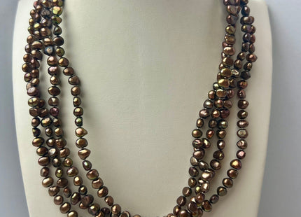 72 Inches 6-7 mm Copper Brown Genuine Freshwater Pearl Necklaces Hand Knotted Long Necklaces #P2455