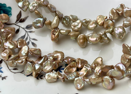 10x12 mm AA Champagne Color Freshwater Keshi Pearl Beads Genuine High Luster Taupe Color Keshi Top Drilled Pearls #P2412