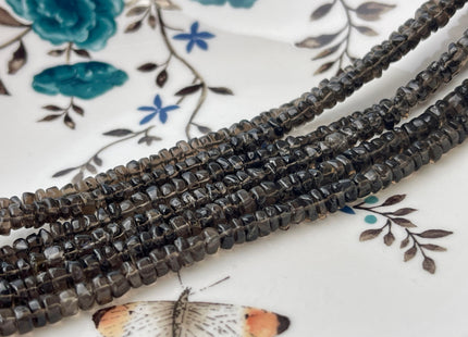 4-6 mm Natural Smoky Quartz Smooth Heishi Tyre Gemstone Beads 13 Inches Strand #4407