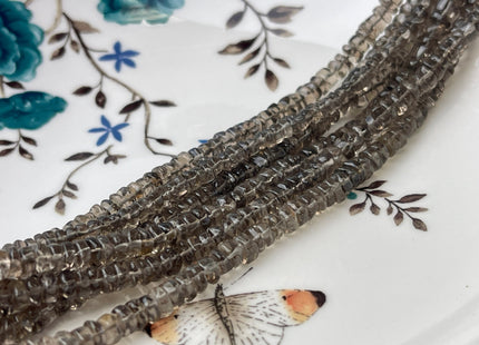 4-6 mm Natural Smoky Quartz Smooth Heishi Tyre Gemstone Beads 13 Inches Strand #4407