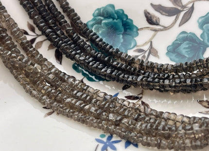 4-6 mm Natural Smoky Quartz Smooth Heishi Tyre Gemstone Beads 13 Inches Strand #4407
