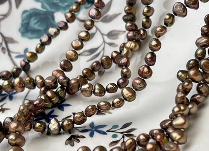 72 Inches 6-7 mm Copper Brown Genuine Freshwater Pearl Necklaces Hand Knotted Long Necklaces #P2455
