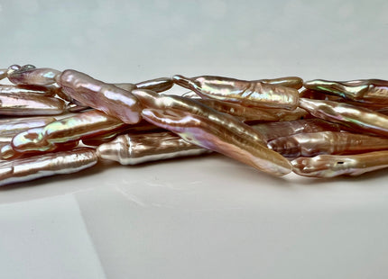 5-6x25 mm AA Natural Mauve Pink Biwa Stick Freshwater Pearls Genuine Natural Long Stick CoinPearls Freshwater Pearl Beads #P2463