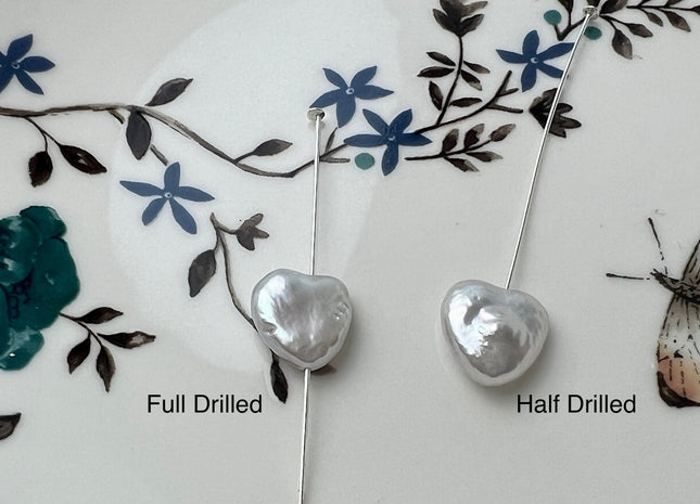 One Piece 10-12 mm AAAA Very Rare Natural White Heart Shape Freshwater Coin Pearl Beads Genuine High Luster Heart Coin Pearls #P2469