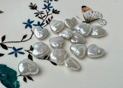 One Piece 10-12 mm AAAA Very Rare Natural White Heart Shape Freshwater Coin Pearl Beads Genuine High Luster Heart Coin Pearls #P2469