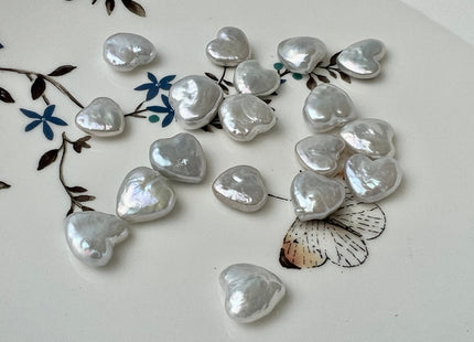One Piece 10-12 mm AAAA Very Rare Natural White Heart Shape Freshwater Coin Pearl Beads Genuine High Luster Heart Coin Pearls #P2469