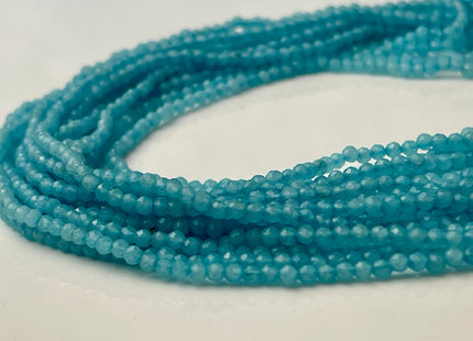 2 mm Faceted Round Tiny Blue Chalcedony Gemstone Beads Genuine Natural Chalcedony Loose Beads 12 Inches Strand #4413
