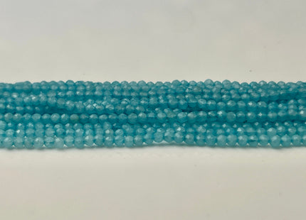 2 mm Faceted Round Tiny Blue Chalcedony Gemstone Beads Genuine Natural Chalcedony Loose Beads 12 Inches Strand #4413