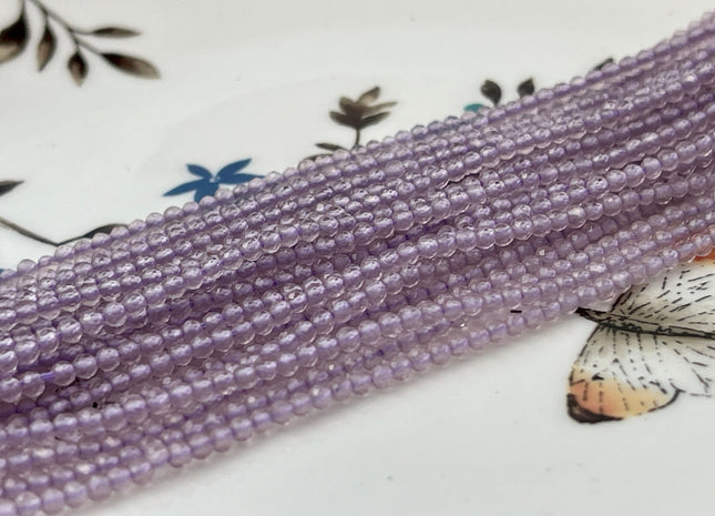 2 mm Faceted Round Tiny Pink Amethyst Gemstone Beads Genuine Natural Amethyst Loose Beads 12.5 Inches Strand #4414