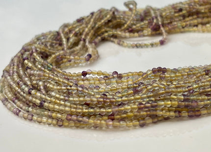 2 mm Faceted Round Tiny Yellow Fluorite Gemstone Beads Genuine Natural Fluorite Loose Beads 12.5 Inches Strand #4415
