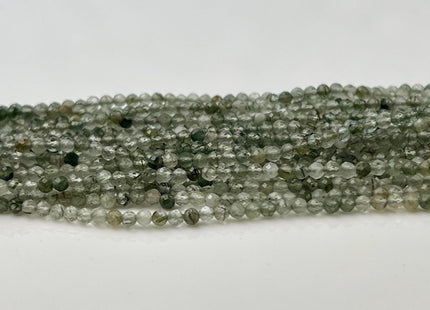2 mm Faceted Round Tiny Green Moss Agate Gemstone Beads Genuine Natural Moss Agate Loose Beads 13 Inches Strand #4416