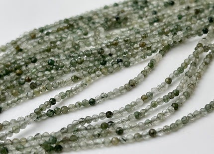 2 mm Faceted Round Tiny Green Moss Agate Gemstone Beads Genuine Natural Moss Agate Loose Beads 13 Inches Strand #4416
