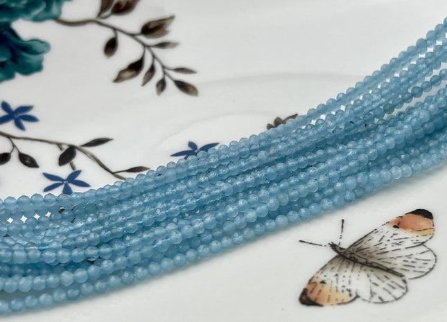 2 mm Faceted Round Tiny Sky Blue Quartz Gemstone Beads Genuine Natural Quartz Loose Beads 12 Inches Strand #4418