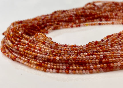 2 mm Faceted Round Tiny Shaded Orange Red Carnelian Gemstone Beads Genuine Natural Carnelian Loose Beads 13 Inches Strand #4422