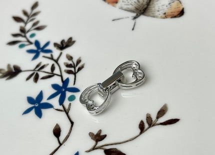 9x18 mm 925 Sterling Silver Shiny Heart Bowtie Shape Design Clasp Sterling Silver Findings With CZ Silver Clasps #10296