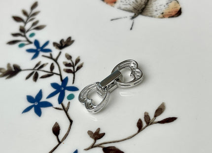9x18 mm 925 Sterling Silver Shiny Heart Bowtie Shape Design Clasp Sterling Silver Findings With CZ Silver Clasps #10296
