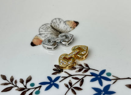 9x17 mm 925 Sterling Silver/Gold Shiny Spade Heart Bowtie Shape Design Clasp Sterling Silver Findings With CZ Silver Clasps #10301