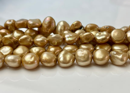 10-12 mm Half Strand High Luster Gold Color Keshi Nugget Freshwater Pearl Beads Center Drilled Keshi Nugget Pearls #P2196