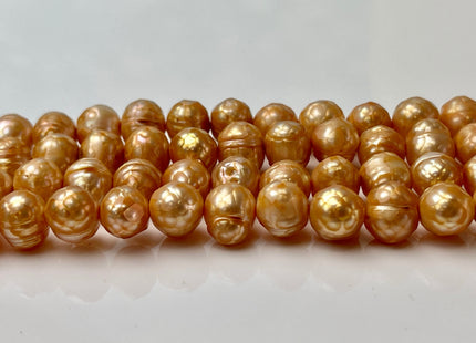 9-10 mm Rare Faceted Gold Champagne Color Potato Freshwater Pearl Beads Genuine Faceted Freshwater Pearls #1770