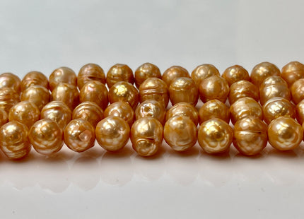 9-10 mm Rare Faceted Gold Champagne Color Potato Freshwater Pearl Beads Genuine Faceted Freshwater Pearls #1770
