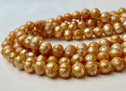 9-10 mm Rare Faceted Gold Champagne Color Potato Freshwater Pearl Beads Genuine Faceted Freshwater Pearls #1770