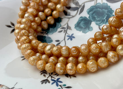 9-10 mm Rare Faceted Gold Champagne Color Potato Freshwater Pearl Beads Genuine Faceted Freshwater Pearls #1770