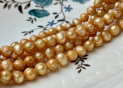 9-10 mm Rare Faceted Gold Champagne Color Potato Freshwater Pearl Beads Genuine Faceted Freshwater Pearls #1770