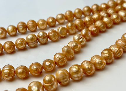 9-10 mm Rare Faceted Gold Champagne Color Potato Freshwater Pearl Beads Genuine Faceted Freshwater Pearls #1770