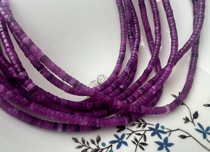 2x4mm Purple Jade Heishi Rondelle Shape Gemstone Loose Beads 15.5 Inches Strand #4425