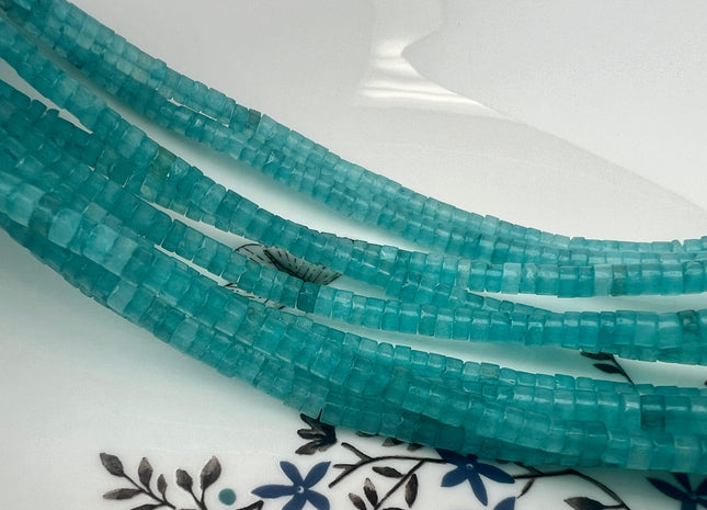 2x4mm Dyed Green Jade Heishi Rondelle Shape Gemstone Loose Beads 15.5 Inches Strand #4427