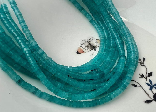 2x4mm Dyed Green Jade Heishi Rondelle Shape Gemstone Loose Beads 15.5 Inches Strand #4427