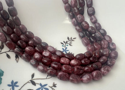 7x11 mm Red Color Dyed Jade Gemstone Beads Garnet Color Pebble Nugget Shape Loose Beads 15.5 Inches Strand #4428