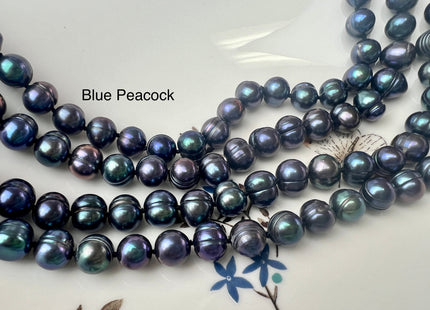 54 inch Handnotted 7-8mm Potato Freshwater Pearl Necklaces Dark Peacock OR Champagne, Genuine Pearl Long Bridal Necklace #306