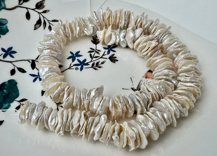 12-14 mm AAA Very Rare Natural White Keshi Freshwater Pearl Beads Center Drilled Cornflakes Shape Keshi Chips Pearls #P2448