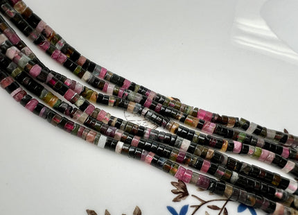 2x4mm AAA Natural Tourmaline Heishi Rondelle Shape Genuine Tourmaline Discs Gemstone Loose Beads 15.5 Inches Strand #4429