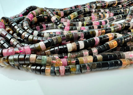 2x4mm AAA Natural Tourmaline Heishi Rondelle Shape Genuine Tourmaline Discs Gemstone Loose Beads 15.5 Inches Strand #4429