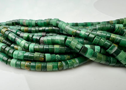 2x4mm Natural Green Africa Jade Heishi Rondelle Shape Gemstone Loose Beads 15.5 Inches #4431