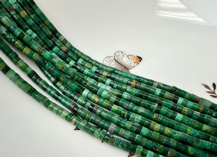 2x4mm Natural Green Africa Jade Heishi Rondelle Shape Gemstone Loose Beads 15.5 Inches #4431