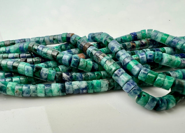 2x4mm Natural Green Chrysocolla Heishi Rondelle Shape Gemstone Loose Beads 15.5 Inches #4432