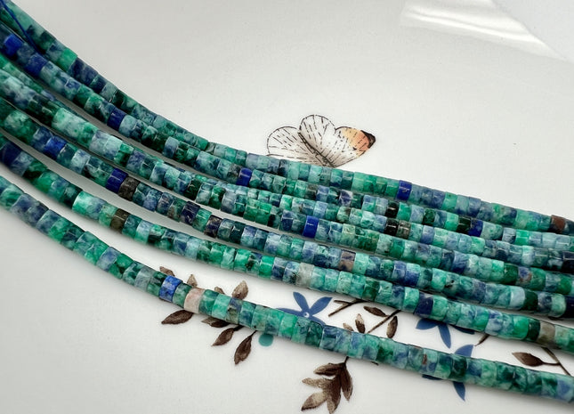 2x4mm Natural Green Chrysocolla Heishi Rondelle Shape Gemstone Loose Beads 15.5 Inches #4432