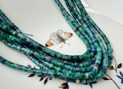 2x4mm Natural Green Chrysocolla Heishi Rondelle Shape Gemstone Loose Beads 15.5 Inches #4432