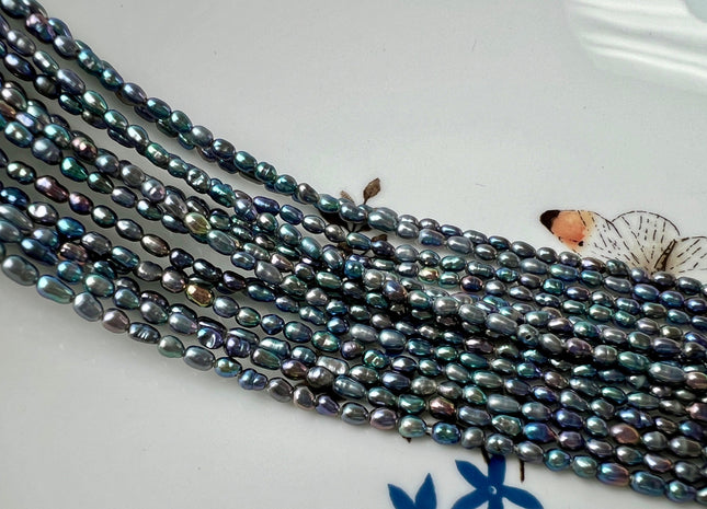 2x3 mm AA Rainbow Peacock Color Rice Tiny Seed Freshwater Pearls High Luster Genuine Tiny Seed Freshwater Pearls #P2474