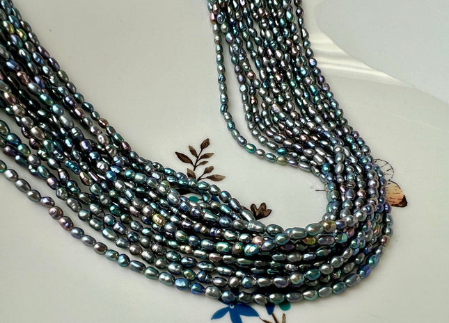 2x3 mm AA Rainbow Peacock Color Rice Tiny Seed Freshwater Pearls High Luster Genuine Tiny Seed Freshwater Pearls #P2474