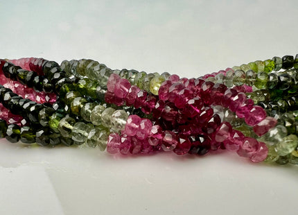 4 mm AAA Faceted Rondelle Natural Tourmaline Beads Natural Pink Green Watermelon Gemmy Tourmaline Gemstone 14.5 Inches Strand #4435