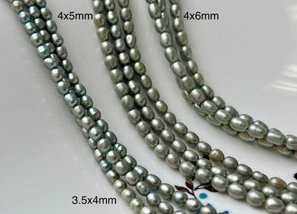 4.5x6 mm AAA Rice Oval Freshwater Pearl Beads Sage Green Color Genuine Smooth Freshwater Pearl Beads Green Color Oval Pearls #P2136