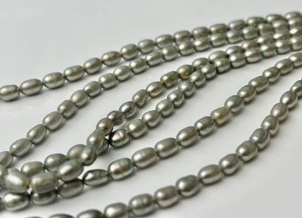 4.5x6 mm AAA Rice Oval Freshwater Pearl Beads Sage Green Color Genuine Smooth Freshwater Pearl Beads Green Color Oval Pearls #P2136