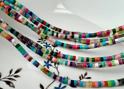 2x4 mm Mixed Amethyst Jasper Jade Malachite Heishi Rondelle Shape Gemstones Loose Beads 15.5 Inches Strand #4433