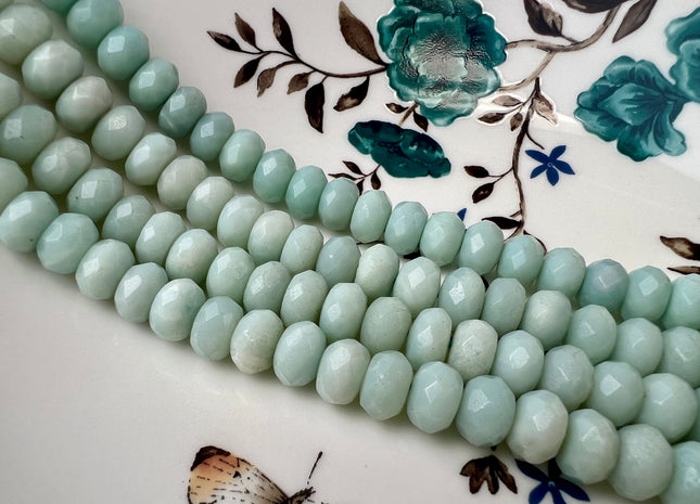 6x10 mm AAA Faceted Rondelle Amazonite Natural Semi Precious Gemstone Beads Natural Color Faceted Rondelle Shape 16 Inches #2206