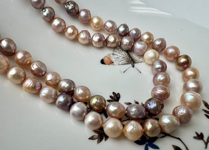 14/16/18/20/22 Inches Hand Knotted 8mm AAA Natural Mauve Pink Color Freshwater Barouque Pearl Necklace With Silver Cross Clasp #P2457